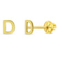 14k gold letter D earrings for girls by In Season Jewellery with secure screw-back design