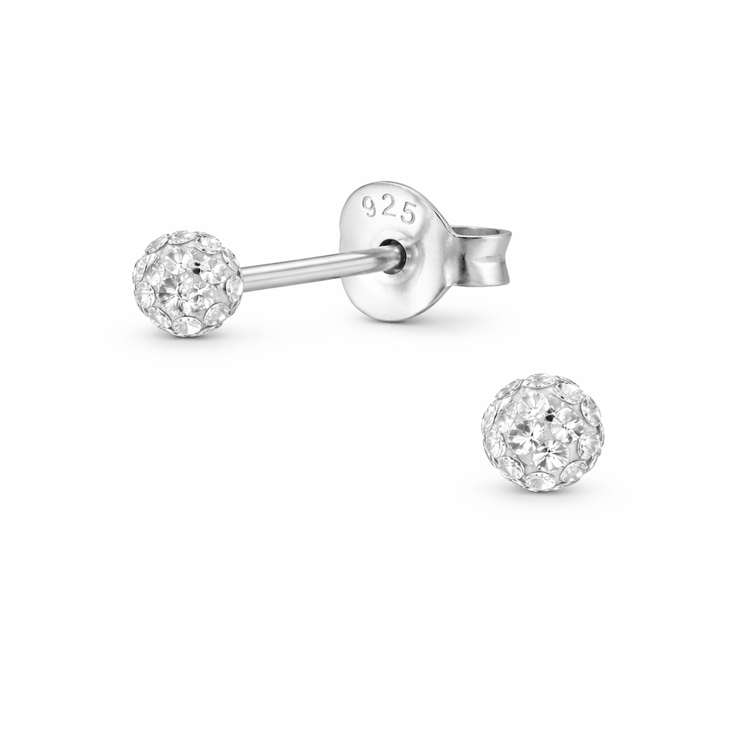 Melchior Jewellery kids crystal ball stud earrings in sterling silver with sparkling crystals for children
