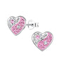 Melchior Jewellery kids heart-shaped silver earrings with pink and clear crystals for children