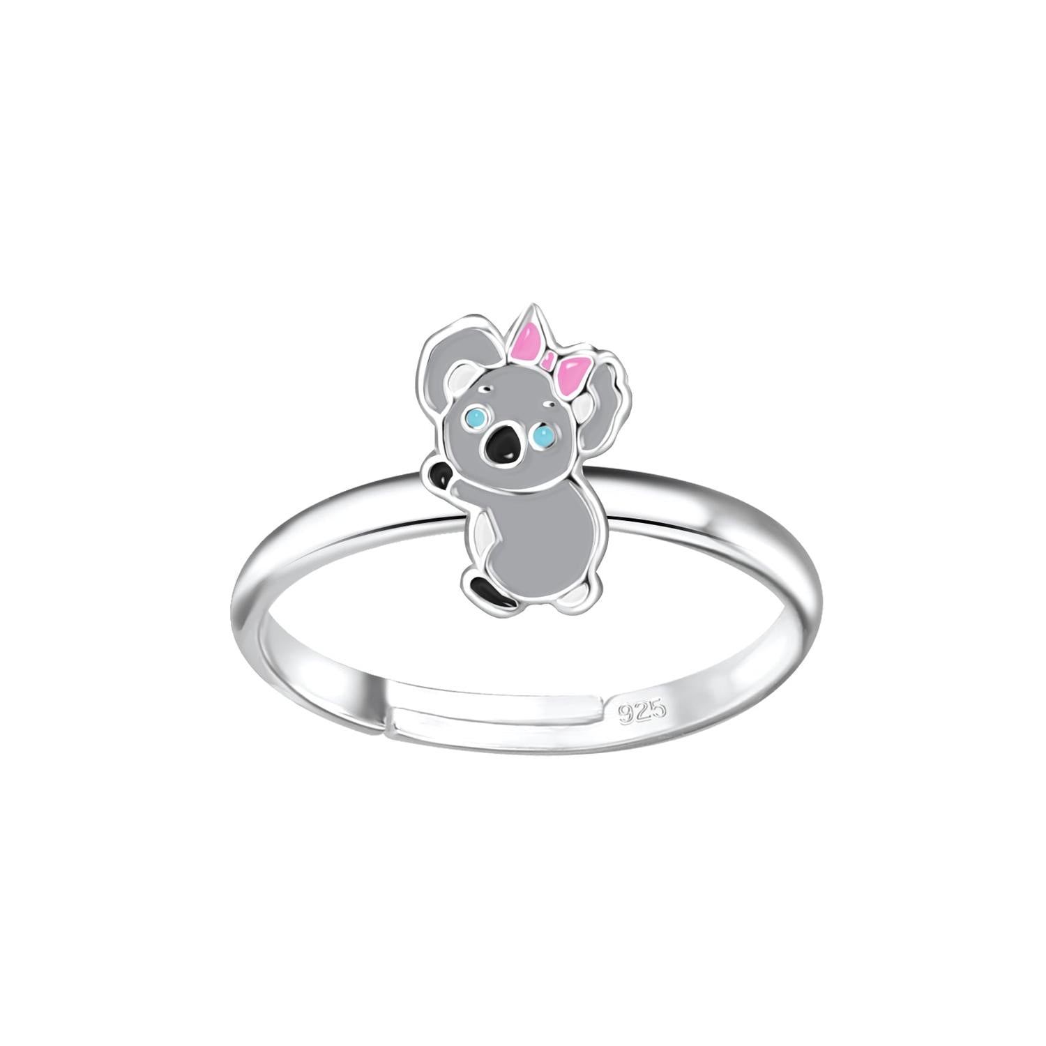 Melchior Jewellery Adjustable Koala Bear Ring featuring a silver band with a cute koala design for children