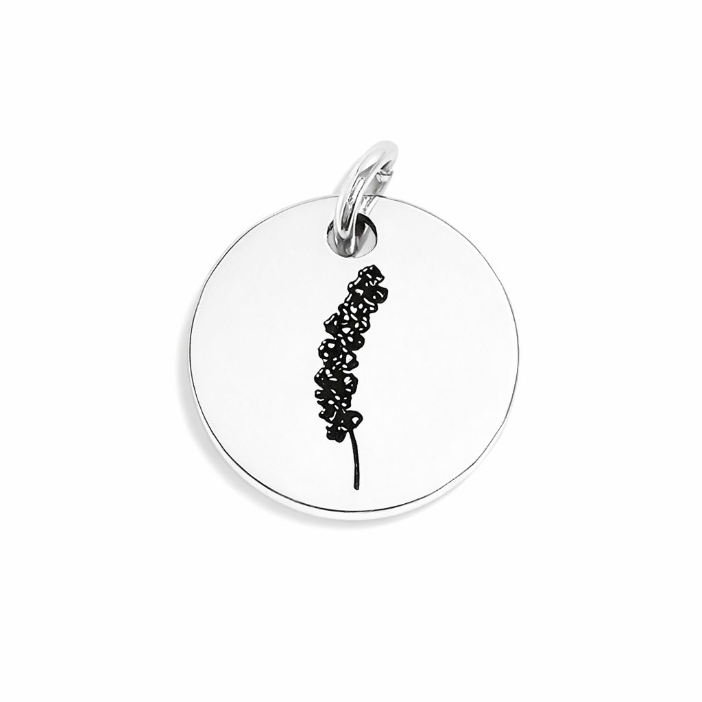 Stainless Steel Engraved Birth Flower Pendant Charm - Melchior Jewellery 