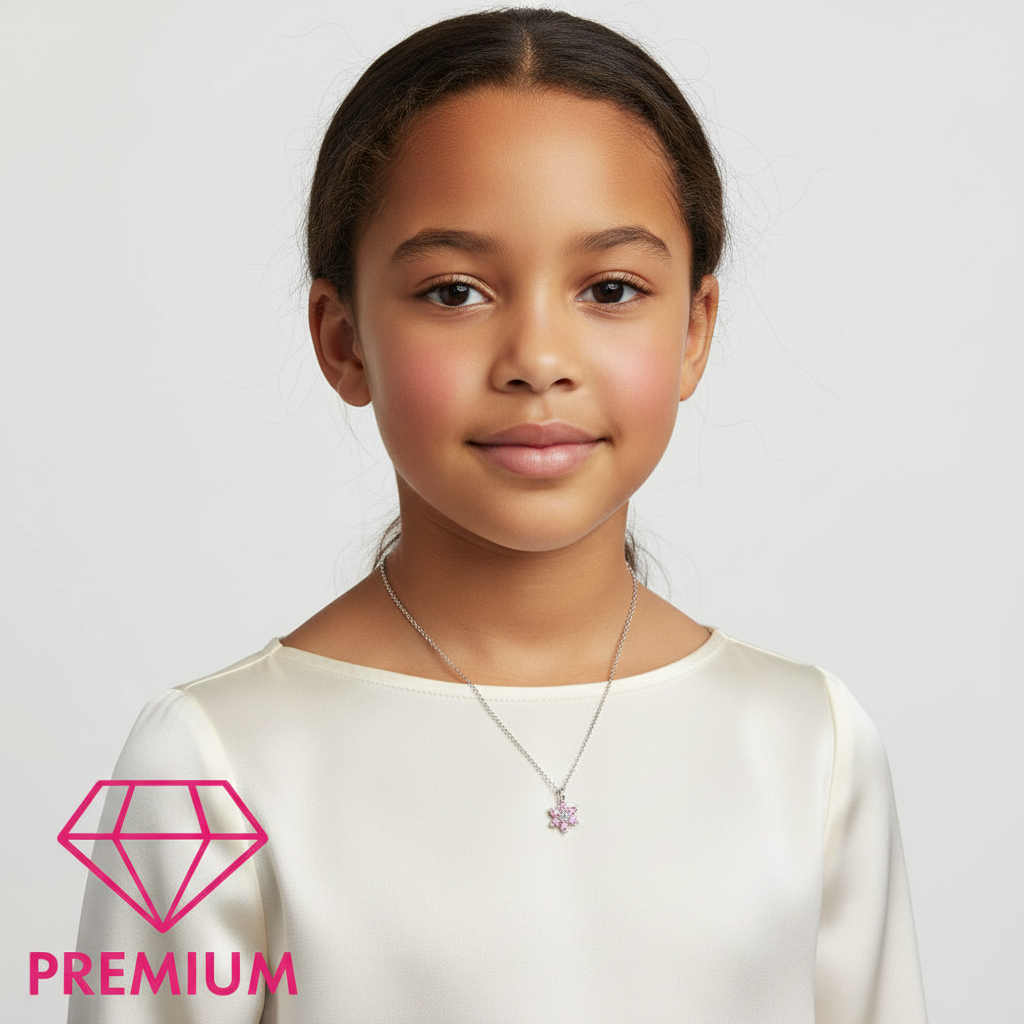 Melchior Jewellery Sparkly Pink Flower Necklace for Kids - Melchior Jewellery 