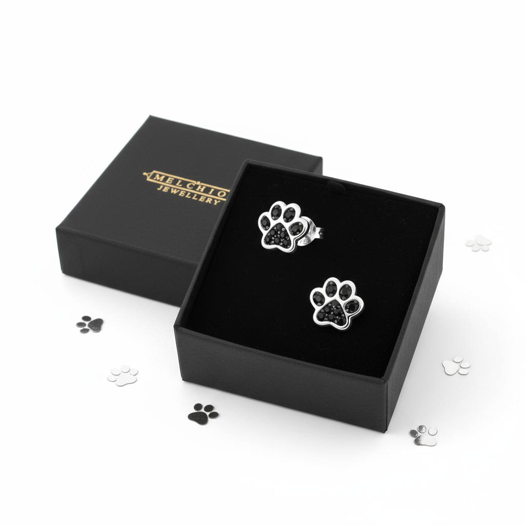 Sterling Silver Dog Paw Stud Earrings - Melchior Jewellery 