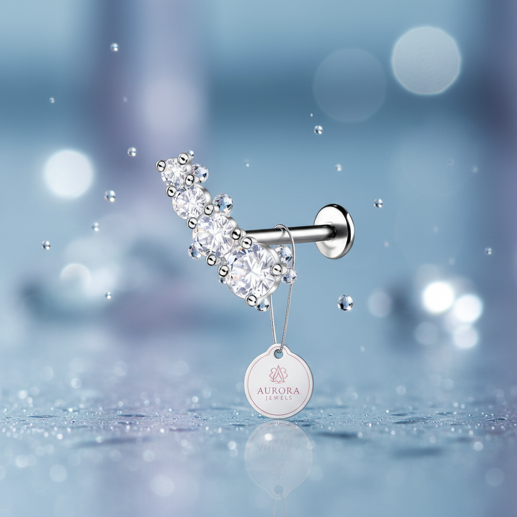 925 Silver Geometric Titanium Labret Earring