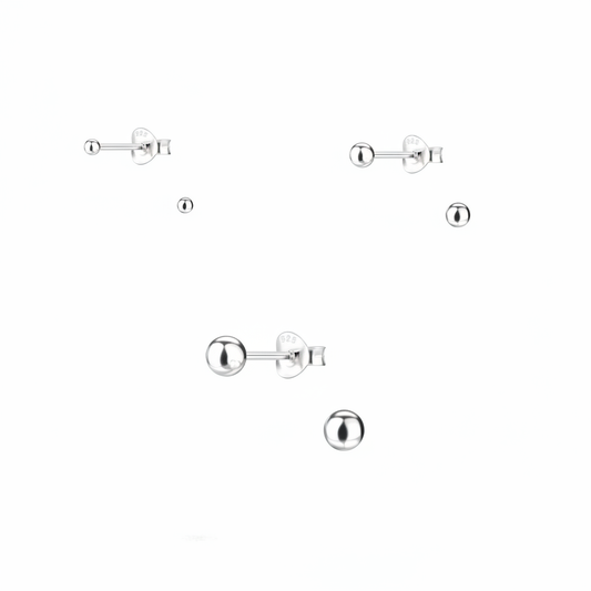 Sterling Silver Ball Stud Earrings - Choose your Size