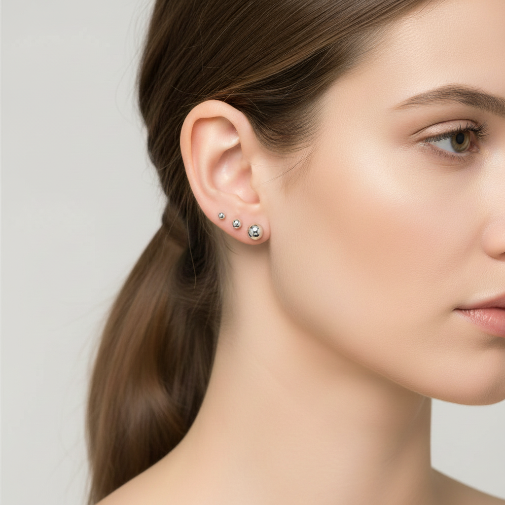 Sterling Silver Ball Stud Earrings - Choose your Size - Melchior Jewellery 