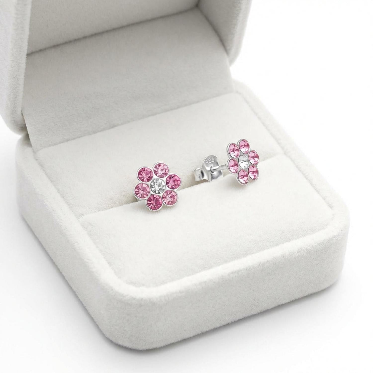 Melchior Jewellery Kids Pink Flower Earrings Sterling Silver - Melchior Jewellery 