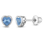 Sterling Silver Kids March Heart Birthstone Screw Back Earrings