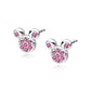 Melchior Jewellery children's sterling silver pink mouse earrings small stud with pink crystals