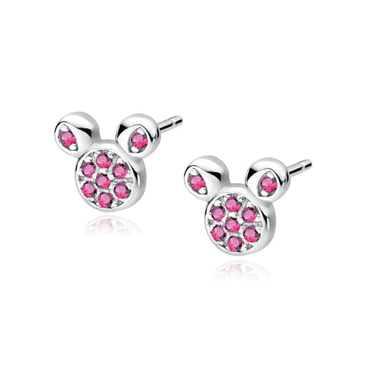 Melchior Jewellery children's sterling silver pink mouse earrings small stud with pink crystals