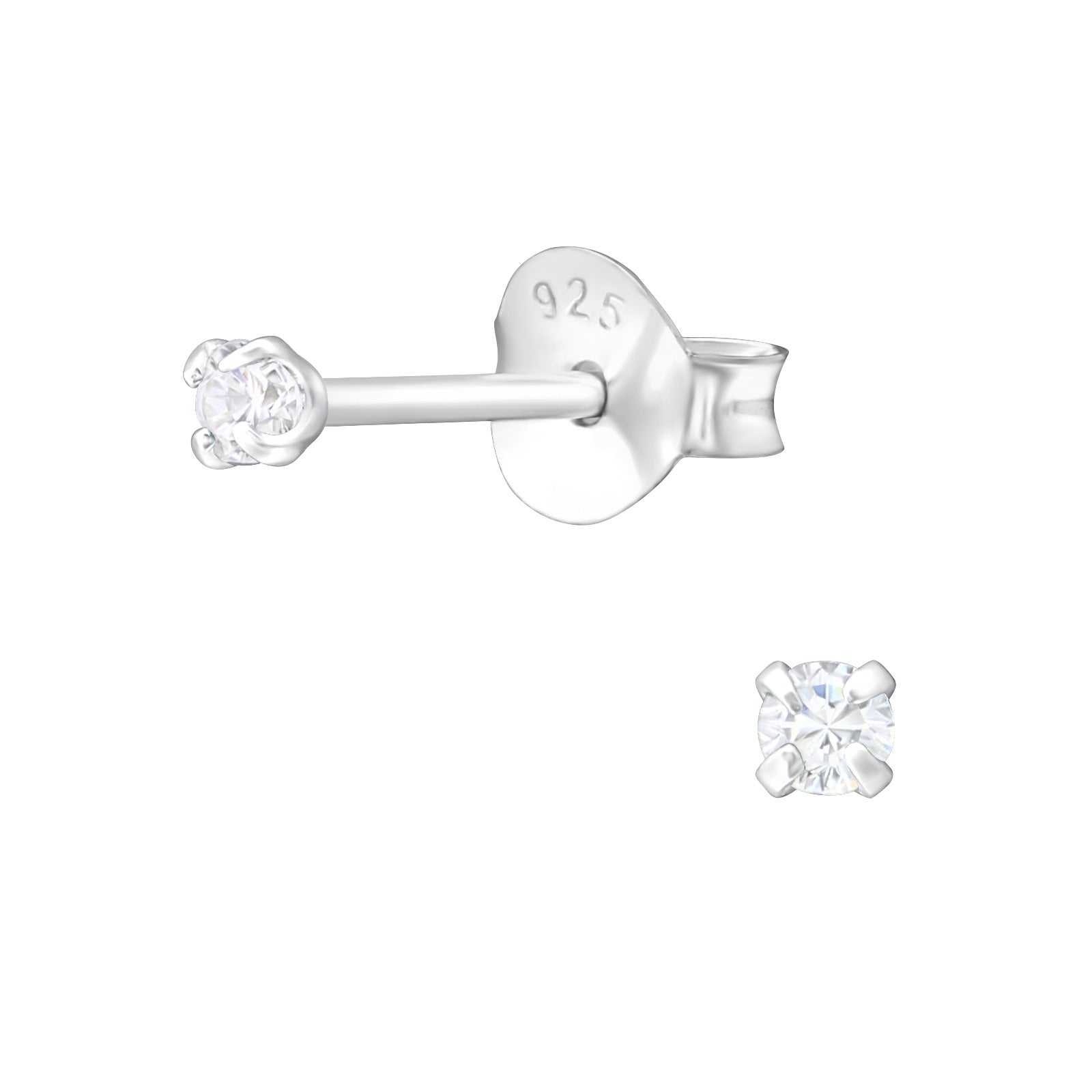Melchior Jewellery kids sterling silver 925 2mm claw set round earrings sparkly studs