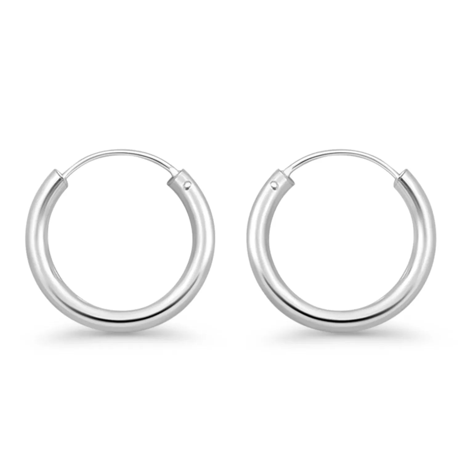 Melchior Jewellery womens earrings 2mm thick rhodium plated hoops classic polished silver hoop pair