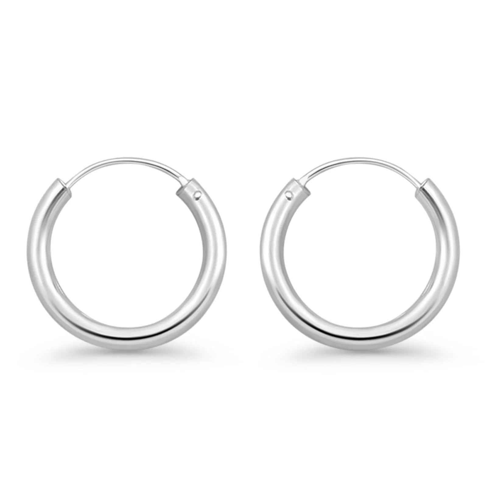 Melchior Jewellery womens earrings 2mm thick rhodium plated hoops classic polished silver hoop pair