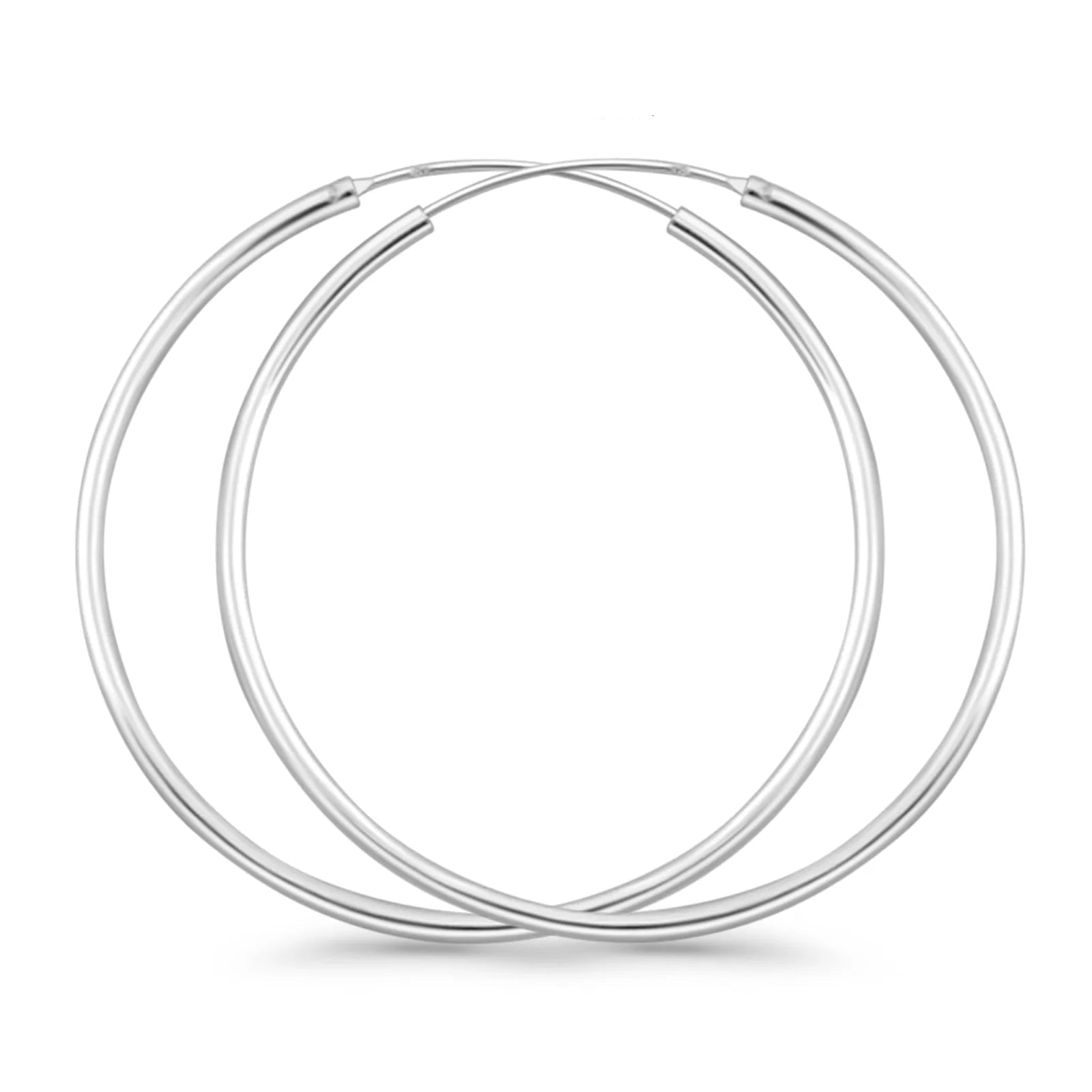 Melchior Jewellery womans earrings 2mm thick rhodium plated hoops polished silver large lightweight everyday hoops