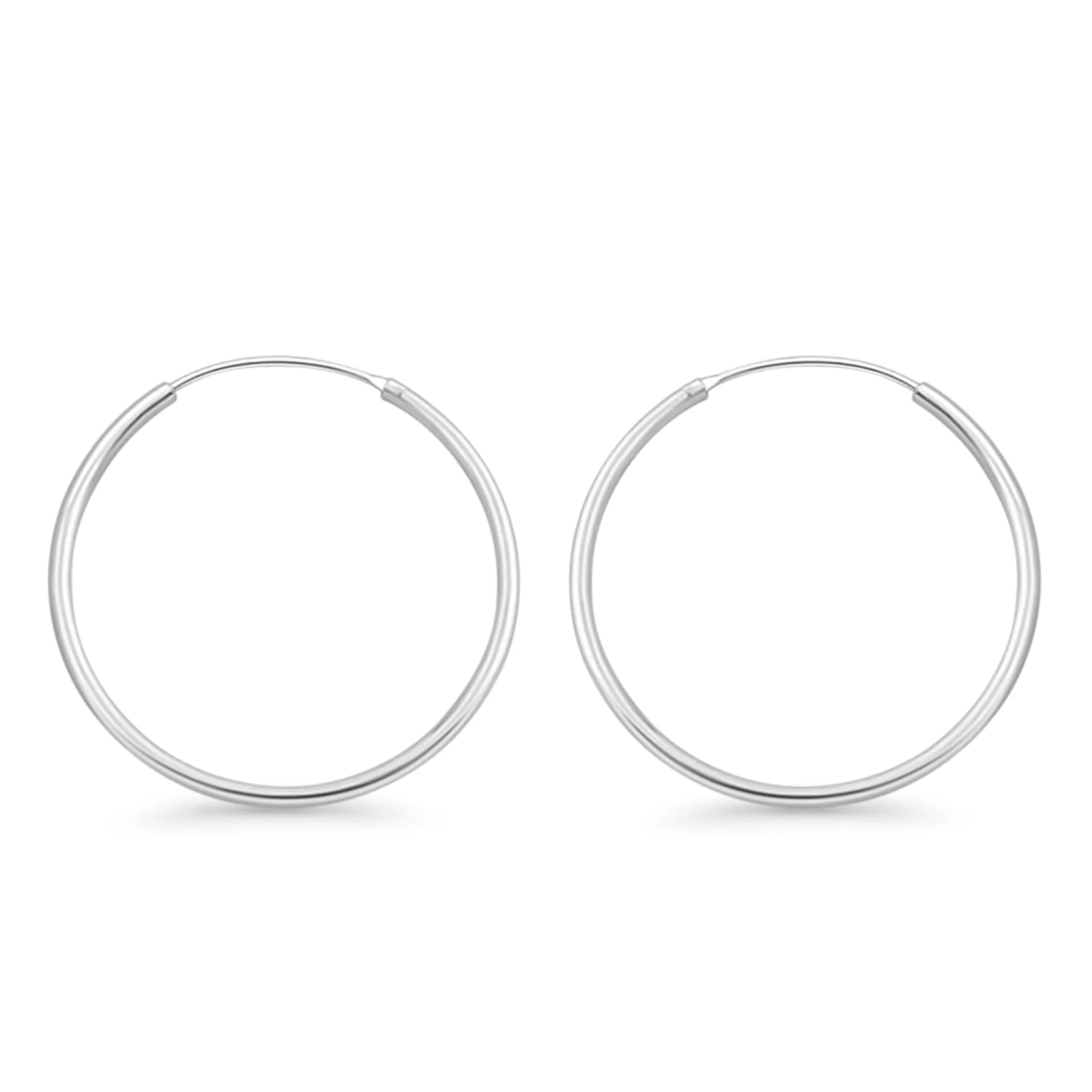 Melchior Jewellery womens silver hoop earrings 2mm thick rhodium plated hoops ideal for everyday wear