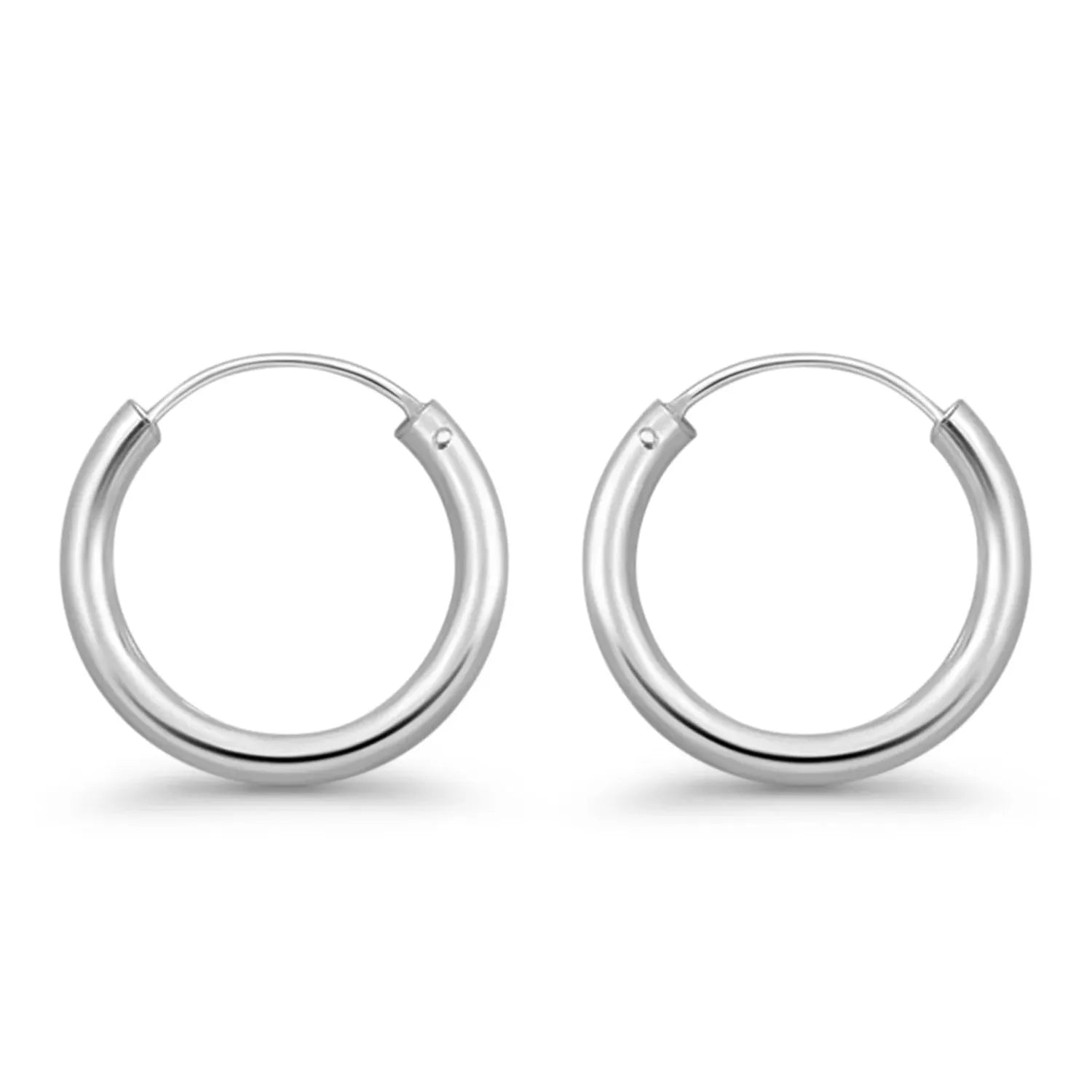 Melchior Jewellery womens polished silver hoop earrings 2mm thick rhodium plated hoops with hinged closure