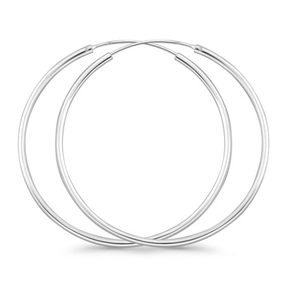 Melchior Jewellery womens silver hoop earrings pair 2mm thick rhodium plated hoops classic everyday