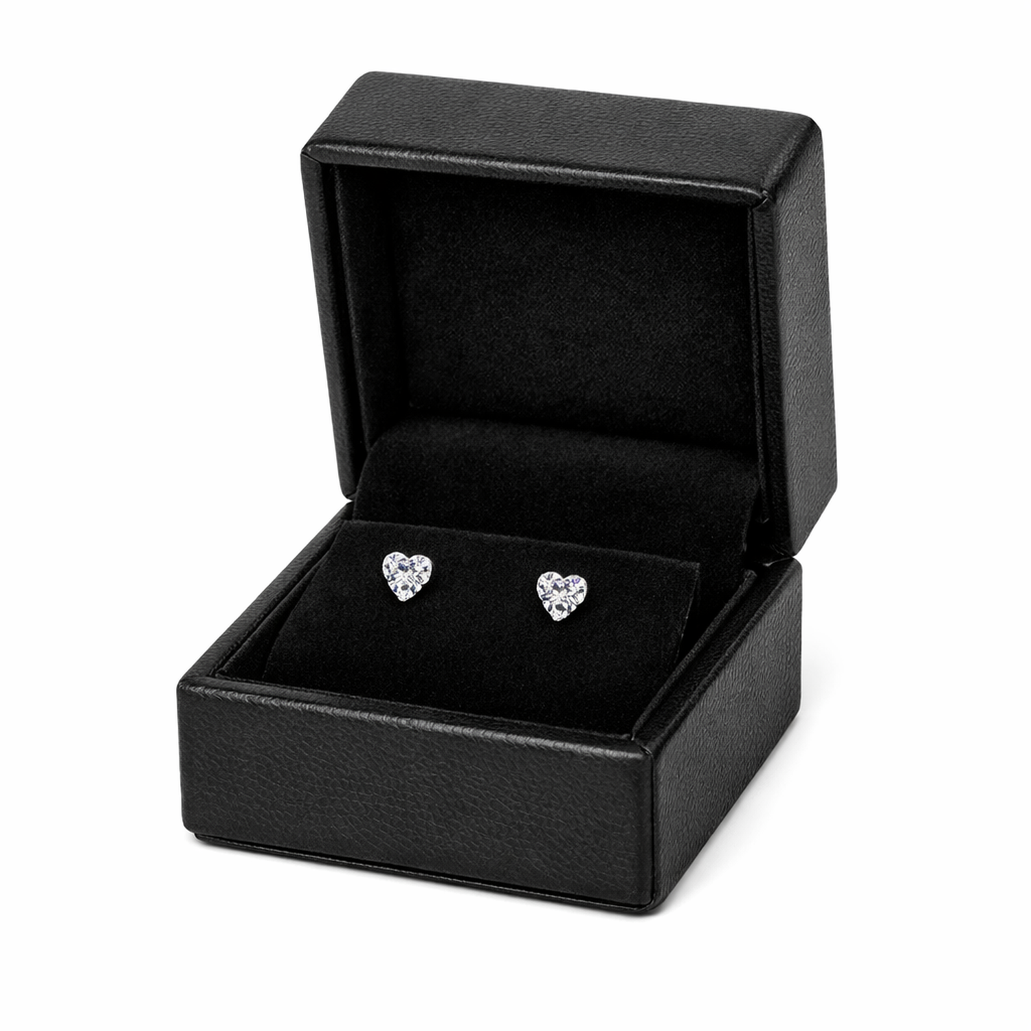 3mm silver heart earrings for girls displayed in a black jewellery box by Melchior Jewellery