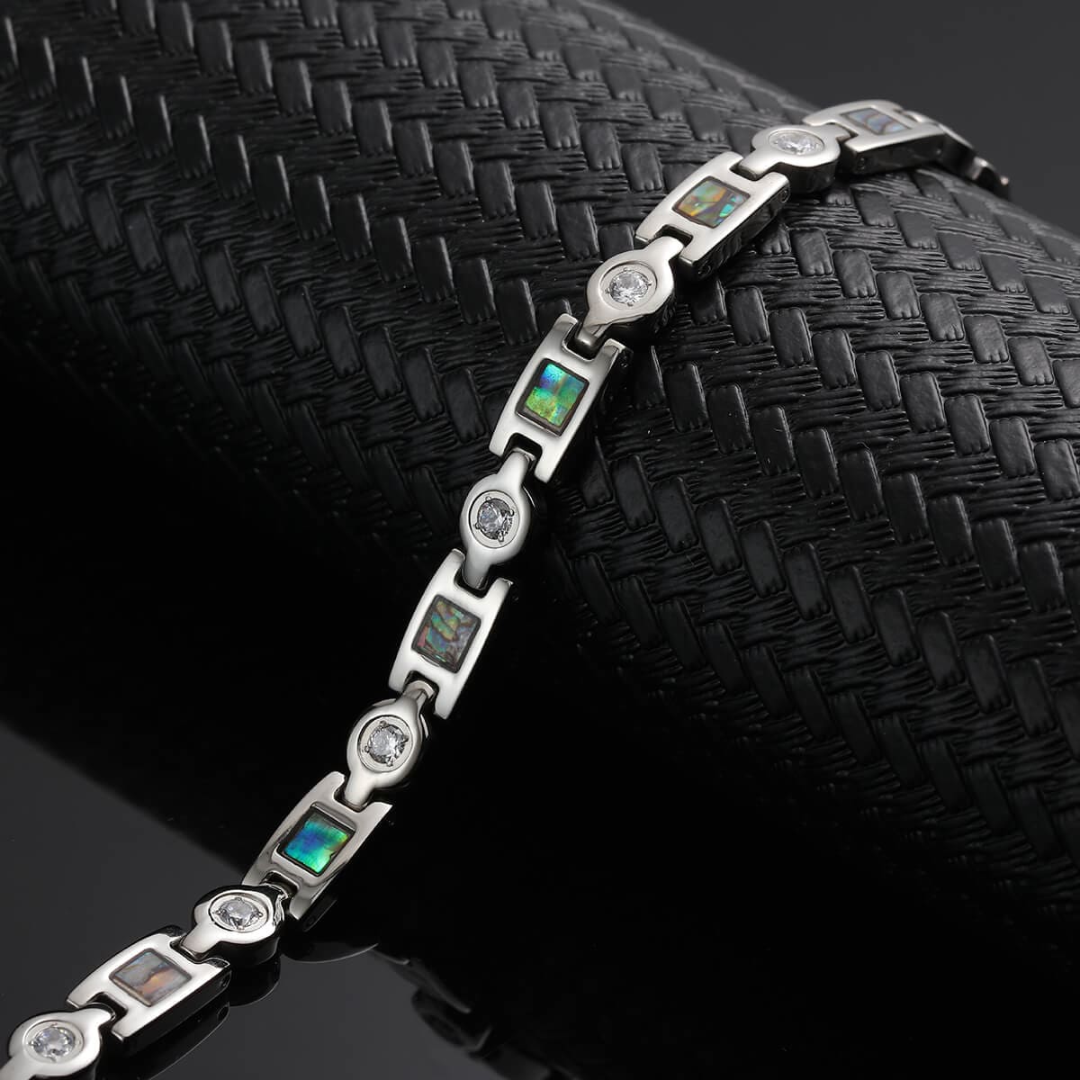 4 in 1 healing magnetic bracelet ladies by Melchior Jewellery with silver links and opal inlays