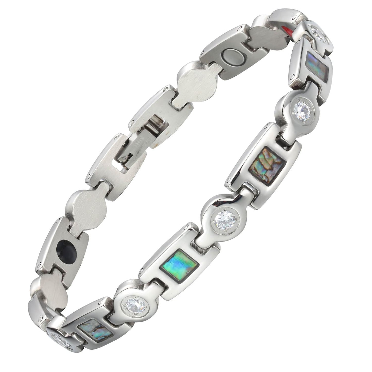 Melchior Jewellery 4 in 1 healing magnetic bracelet ladies in silver with decorative stones