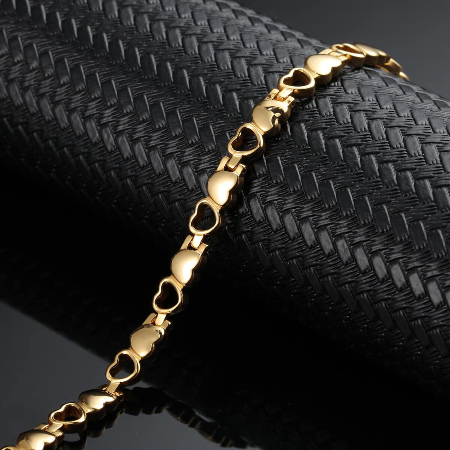 4 in 1 stainless steel bracelet for women by Melchior Jewellery featuring gold heart-shaped links