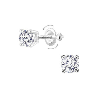 5mm CZ Screw Back Earrings for Kids Sterling Silver