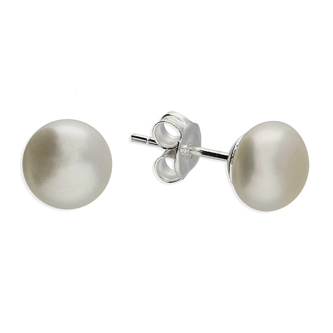 Melchior Jewellery 8mm freshwater pearl earrings with silver stud backing for women