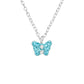 925 silver aqua butterfly pendant for kids featuring blue crystals on a delicate silver chain