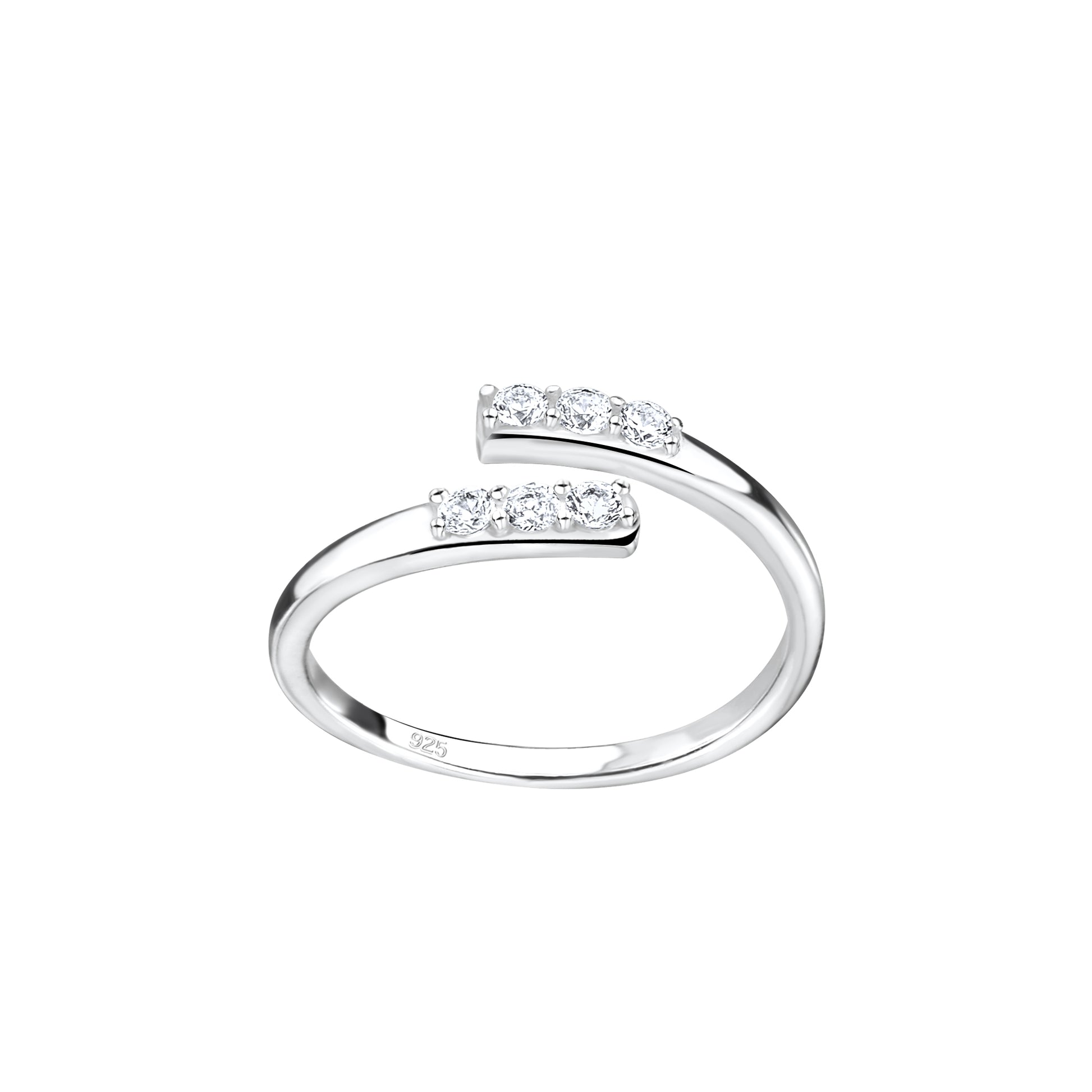 Melchior Jewellery adjustable toe ring with CZ stones in silver open band design