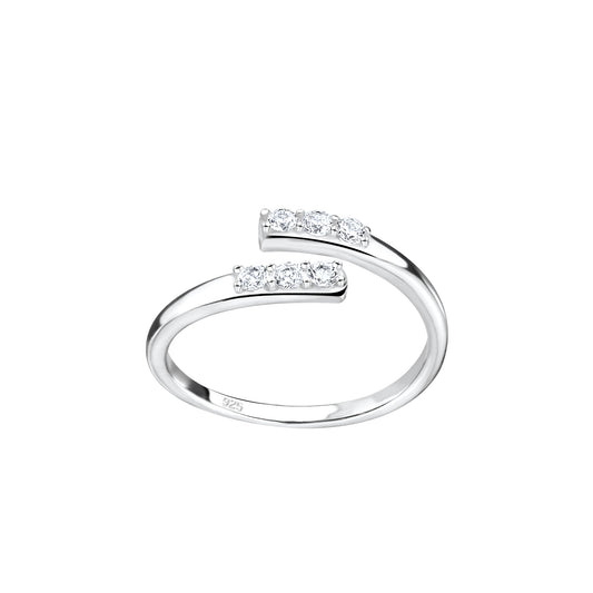 Melchior Jewellery adjustable toe ring with CZ stones in silver open band design