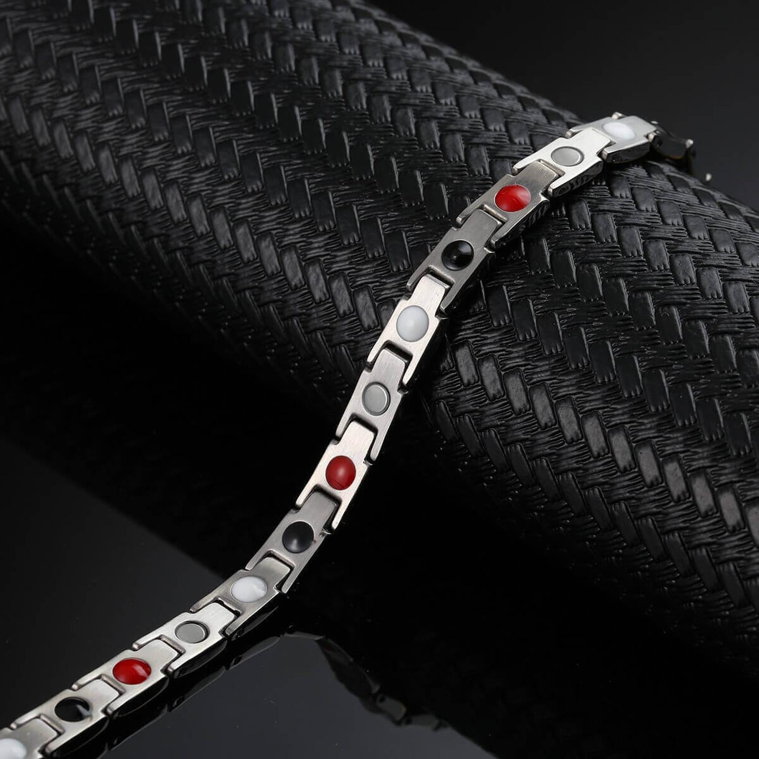 Melchior Jewellery Affinity stainless steel 4 in 1 therapy bracelet with multi-coloured magnetic stones