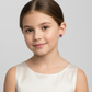 Melchior Jewellery amethyst flower stud earrings for girls worn by young girl in white dress