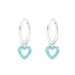 Melchior Jewellery aqua heart hoop earrings for children with silver hoops and blue heart charms