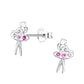 Melchior Jewellery ballerina crystal stud earrings for children with pink and clear stones in silver