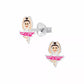 Melchior Jewellery ballerina stud earrings for girls in silver with pink tutu design