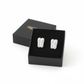 Melchior Jewellery ballet shoe stud earrings for kids in silver with crystal details in black gift box