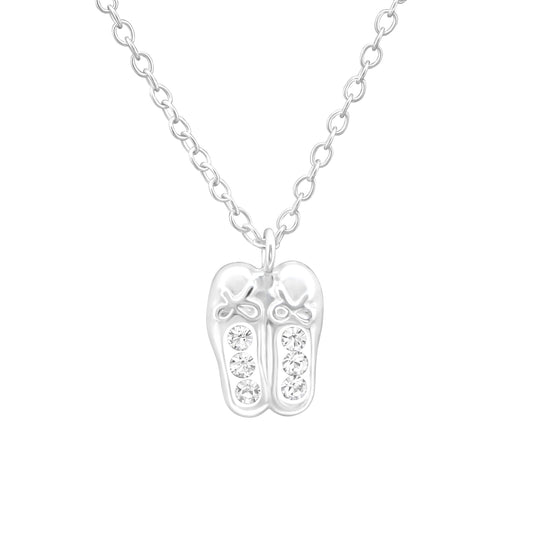 Melchior Jewellery ballet shoes charm necklace for children in silver with crystal details