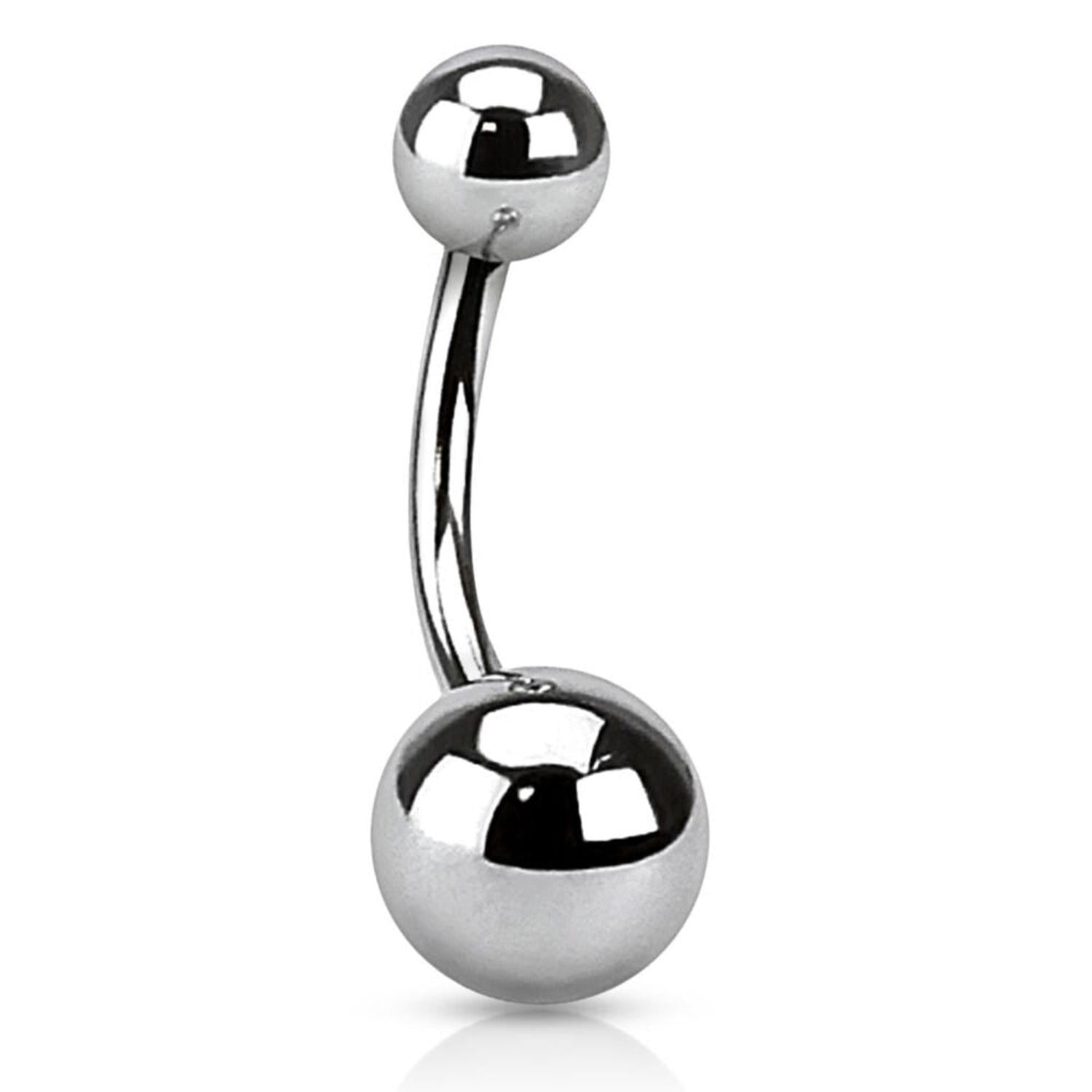 Melchior Jewellery polished steel curved barbell with two balls basic belly button piercing jewellery ideal for everyday wear