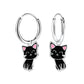 Melchior Jewellery black cat charm hoop earrings for kids with cute black cat design and pink ears