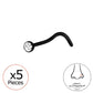 Melchior Jewellery black titanium nose stud with crystal L shaped S bend clear gem pack of five
