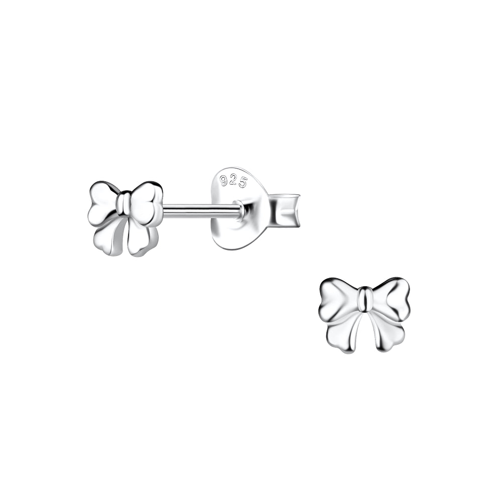 Melchior Jewellery childrens bow design silver earrings with delicate bow shape and sterling silver finish