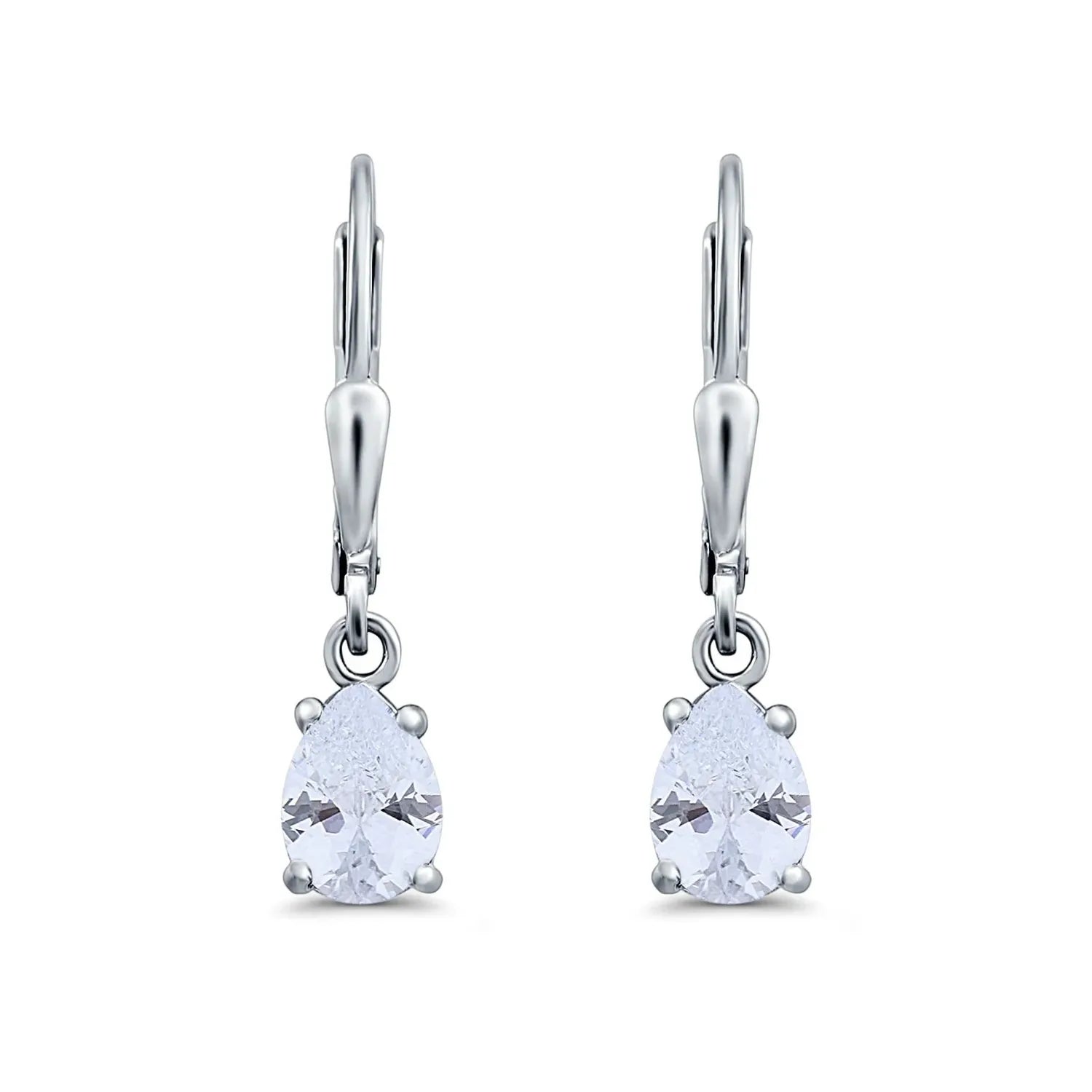 Melchior Jewellery silver bridal earrings with clear teardrop crystals and leverback hooks