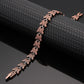 Melchior Jewellery rose gold butterfly link bracelet on black display butterfly design magnetic therapy bracelet
