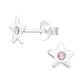Children's silver star earrings by Melchior Jewellery with pink gemstone centre studs