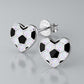 Melchior Jewellery children's soccer heart earrings with black and glitter hexagon pattern studs