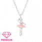 Children's sterling silver ballerina necklace with pink enamel dress by Melchior Jewellery