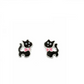 Melchior Jewellery children's sterling silver cat earrings with black enamel and pink bow design