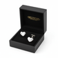 Melchior Jewellery children's sterling silver earrings heart shaped with small crystal in black gift box