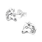 Children's sterling silver wolf earrings by Melchior Jewellery, detailed wolf head design stud earrings