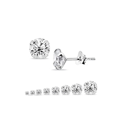 Melchior Jewellery clear round cubic zirconia earrings set of graduated silver stud earrings for women